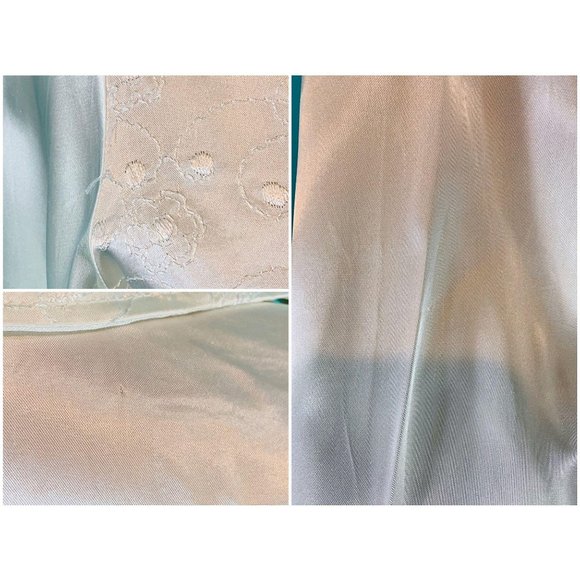 Vintage 1950s Satin Blouse White Embroidered Rhinestone Button Evening Top - Picture 10 of 10